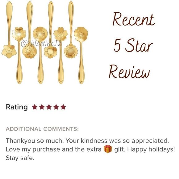 NEW 16 Piece Stainless Steel Flower Gold/ Silver Spoon Set - Picture 14 of 14